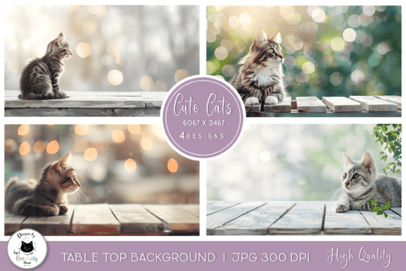 Cat Table Top Backgrounds | Pet Mockups Graphic Product Mockups By Ivy’s Creativity House