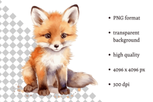 Cute Watercolor Baby Fox Clipart Graphic Illustrations By MashMashStickers