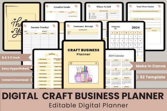 Digital Craft Business Planner Graphic KDP Interiors By munjixpro