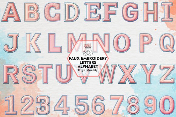 Faux Embroidery Letters Alphabet Graphic Illustrations By PIG.design