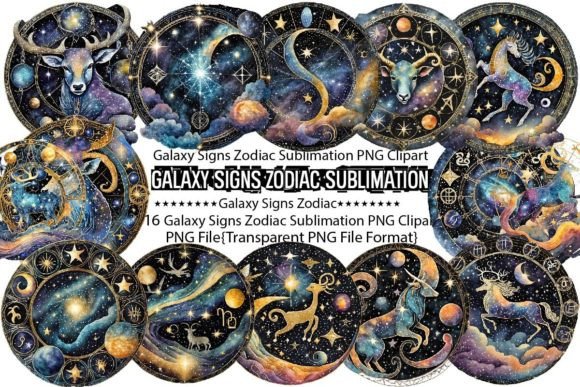 Galaxy Signs Zodiac Sublimation Bundle Graphic Print Templates By PrintExpert