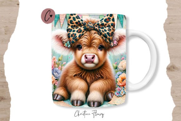 Highland Cow Mom Mug Wrap, Mothers Day Grafik Plotterdateien Von Christine Fleury