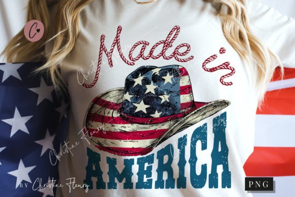 Made in America PNG, Patriotic PNG Illustration Designs de T-shirts Par Christine Fleury