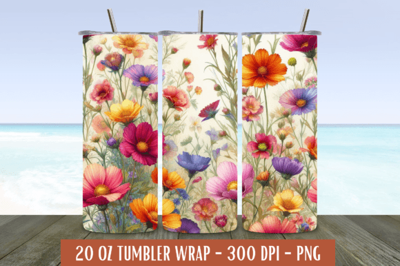 Seamless Spring Wildflowers 20Oz Tumbler Graphic Illustrations By Craft Fair
