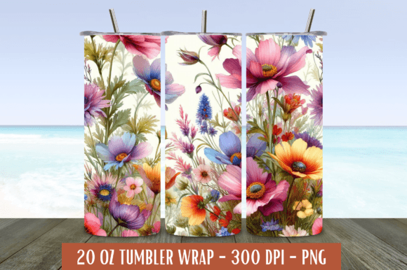 Seamless Spring Wildflowers 20Oz Tumbler Graphic Illustrations By Craft Fair