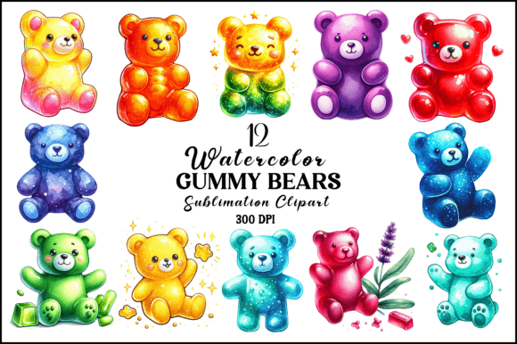 Watercolor Gummy Bears Clipart Gráfico Ilustraciones IA Por Naznin sultana jui