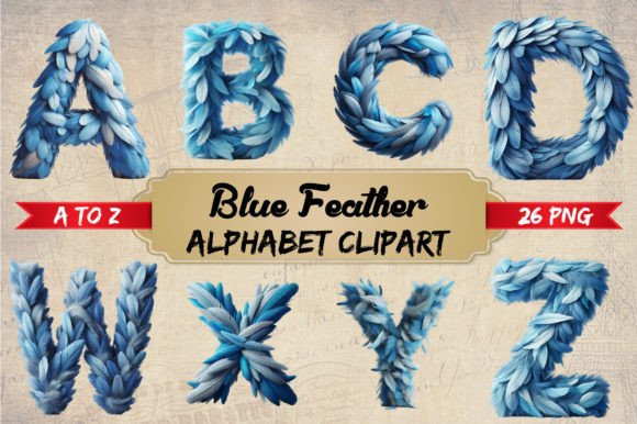 Watercolor Blue Feather Alphabet Clipart Graphic Illustrations By Creative Home