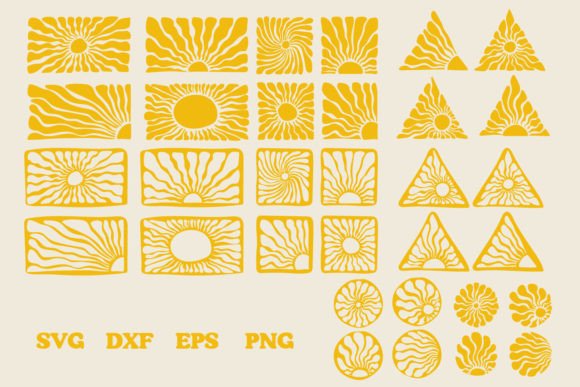 Groovy Sun Bundle. Organic Doodle Shapes Illustration Artisanat Par dadan_pm