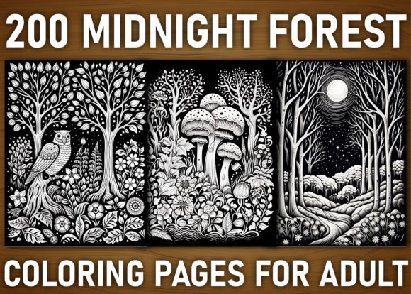 200+ Midnight Forest Coloring Pages Graphic Coloring Pages & Books Adults By Asma Store