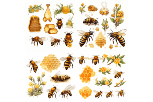 Bees and Honey Vector Clipart Graphic Illustrations By Digital Delight 2