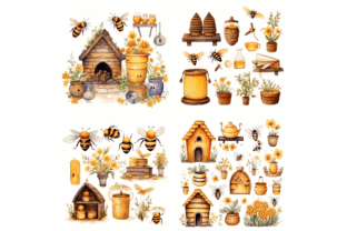 Bees and Honey Vector Clipart Graphic Illustrations By Digital Delight 3