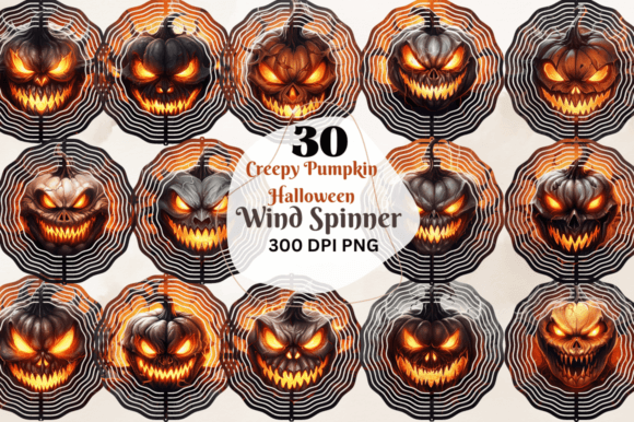 Creepy Pumpkin Halloween Wind Spinner Graphic Illustrations By Regulrcrative