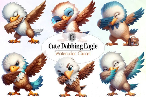 Cute Dabbing Eagle Sublimation Clipart Illustration Illustrations Imprimables Par LibbyWishes