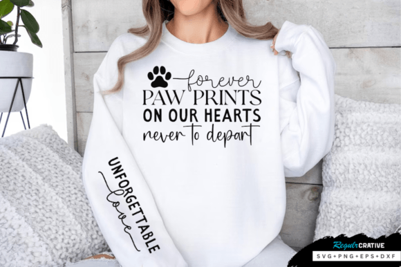 Forever Paw Prints on Our Hearts SVG Gráfico Designs de Camisetas Por Regulrcrative