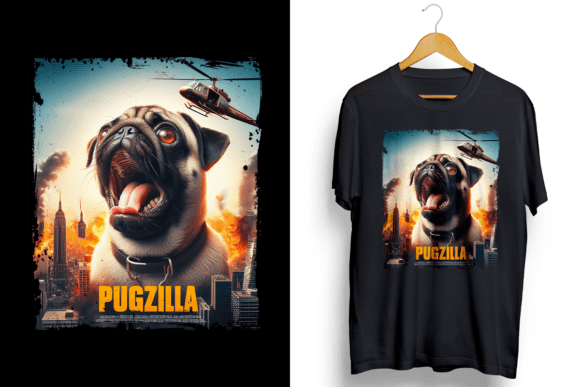 Pugzilla Dog Lover Puppy Trainer Animal Graphic T-shirt Designs By ORMCreative