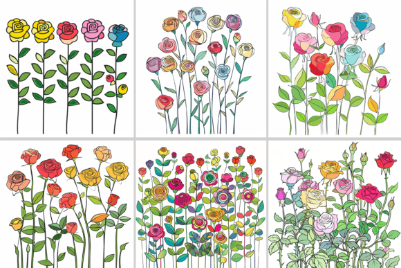 Rose Garden Line Art Graphic Backgrounds By Pro Designer Team