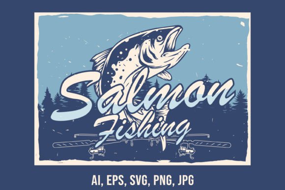 Salmon Fishing Poster Design Gráfico Plantillas Gráficas Por raulyufitraf