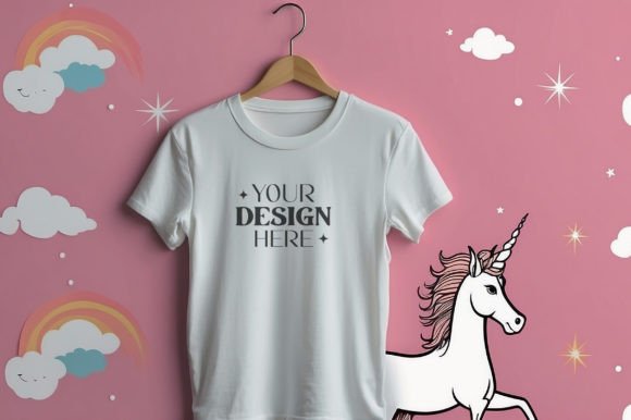 Unicorn T-Shirt Mockup Gráfico Mockups de Productos Diseñados a Medida Por Mockup