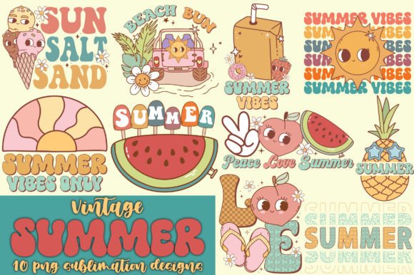 Vintage Summer Sublimation PNG Bundle Graphic Crafts By Craftlab98