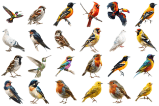 Watercolor Summer Birds Clipart Bundle Graphic Illustrations By Markicha Art 2