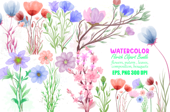 Wildflowers Clipart Sets Graphic Print Templates By Creativsid