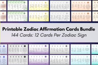 Zodiac Affirmation Cards Bundle Illustration Modèles d'Impression Par diyhomeprintables 1