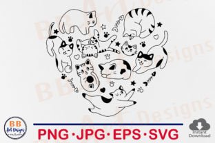 Cat Svg Cats Mom Heart Hand Drawn Doodle Graphic T-shirt Designs By BB Art Designs 1