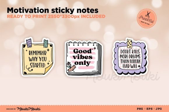 Motivation Sticky Notes Stickers Graphic Illustrations By Mbuki Mbuki