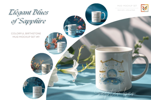 September Sapphire Serenade Mug Mockups Graphic Product Mockups By stylity