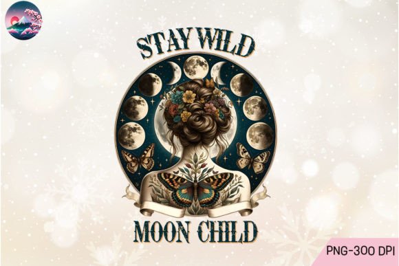 Stay Wild Moon Child Retro PNG Grafika Rękodzieła Przez Cherry Blossom
