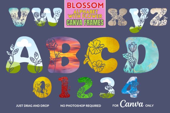 Blossomtype- Alphabet with Flower Canva Graphic Illustrations By ElementDesignAndArt