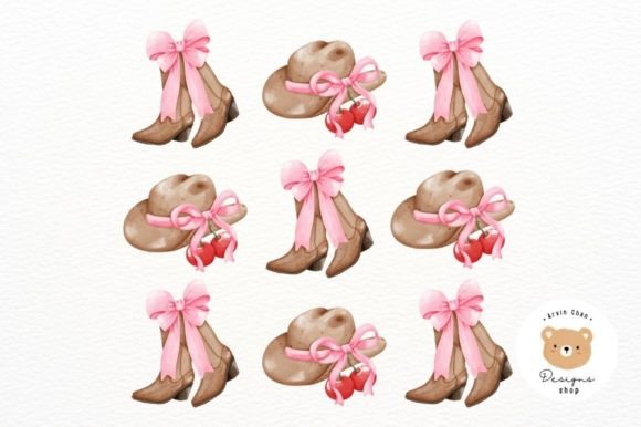 Coquette Cowgirl Boot and Hat PNG Graphic Illustrations By ArvinDesigns