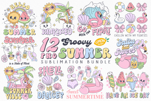 Groovy Summer PNG Sublimation Bundle Gráfico Manualidades Por Lemon.design