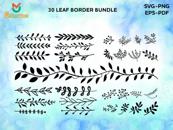 Leaf Border SVG Bundle Afbeelding Afdrukbare Illustraties Door Uniquemart