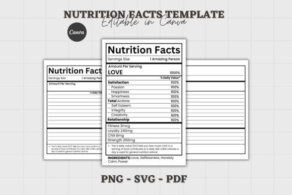 Nutrition Facts Template PNG SVG PDF Grafik Druck-Vorlagen Von regalcreds