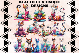 Quirky Funny Crazy Cats in Sweaters Set Graphic Illustrations By Painting Pixel Studio 3