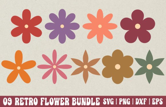 Retro Flowers SVG/PNG Bundle Graphic Crafts By GraphicsTreasures