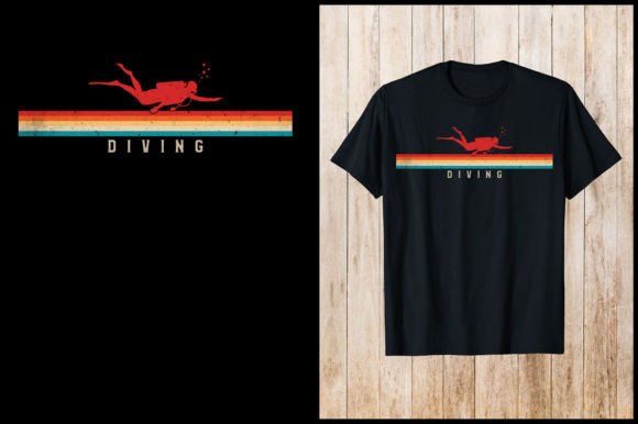 Retro Scuba Diving T-shirt Gráfico Diseños de Camisetas Por nxmnadim