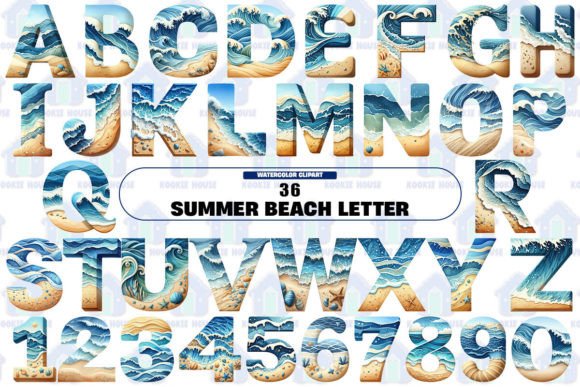 Summer Beach Letter Clipart PNG Illustration Illustrations Imprimables Par Kookie House