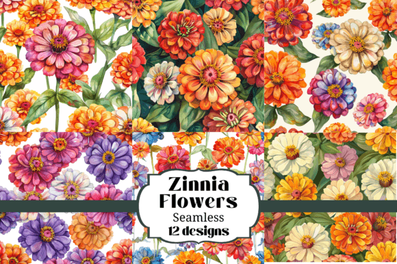 Watercolor Zinnia Seamless Backgrounds Graphic Backgrounds By Laura Beth Love