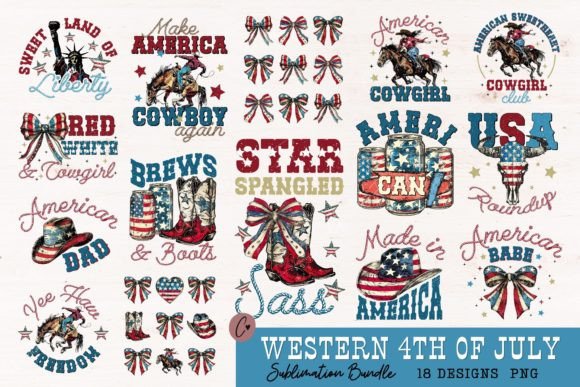 Western 4th of July Bundle PNG Graphic T-shirt Designs By Christine Fleury