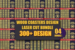 Wood Coasters Design / Laser Cut Bundle4 Gráfico SVG 3D Por LaijuAkter 1