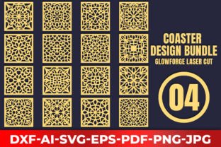 Wood Coasters Design / Laser Cut Bundle4 Gráfico SVG 3D Por LaijuAkter 3