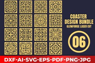 Wood Coasters Design / Laser Cut Bundle4 Gráfico SVG 3D Por LaijuAkter 9