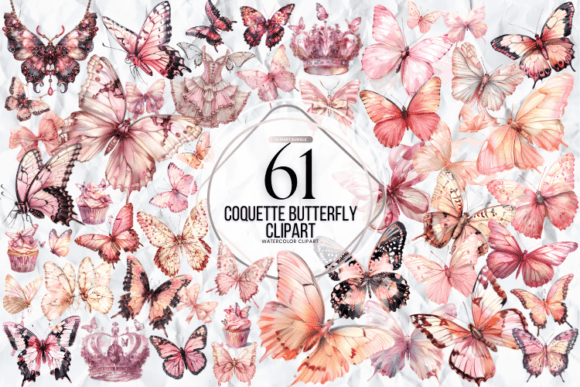 Coquette Butterfly Clipart Graphic Illustrations By Markicha Art