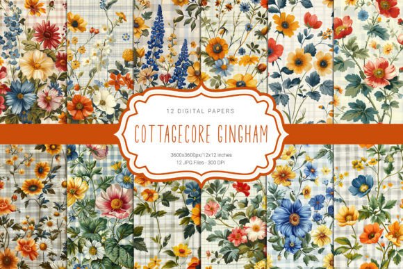 Cottagecore Gingham Illustration Fonds d'Écran Par curvedesign