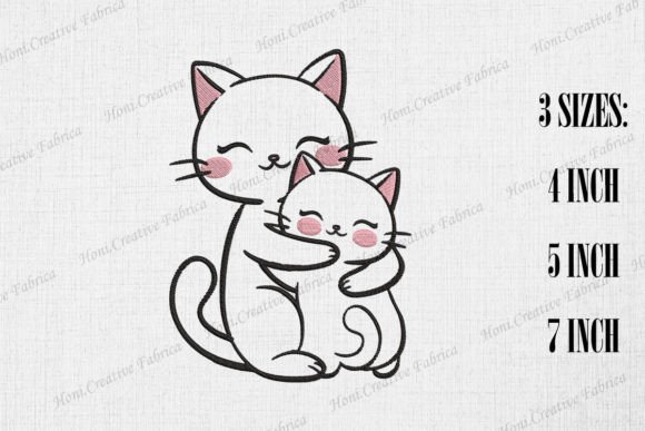 Cute Mama Cat Cats Embroidery Design By Honi.designs