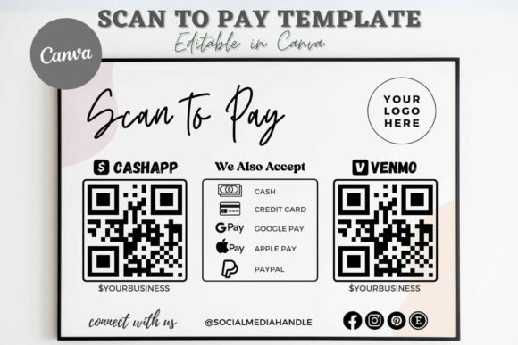 Editable Scan to Pay Card Canva Template Grafika Szablony do Druku Przez regalcreds
