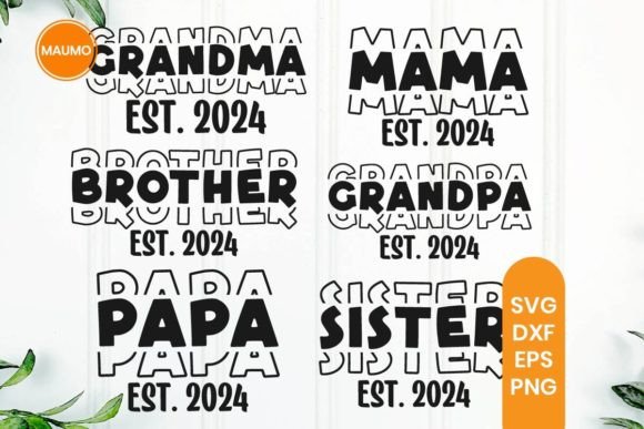 Family 2024, New Baby Svg, Pregnancy Grafika Szablony do Druku Przez Maumo Designs