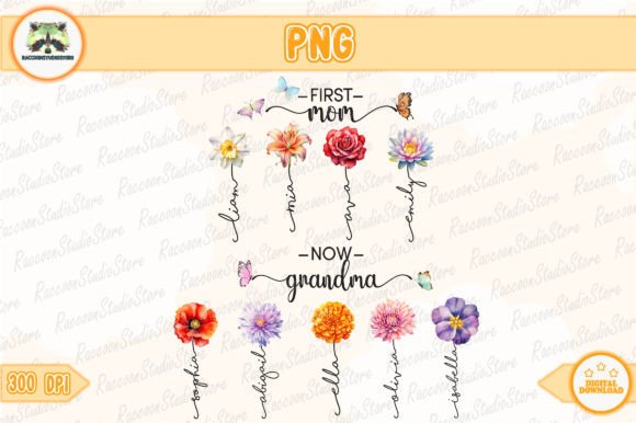 First Mom Now Grandma Png Graphic Crafts By RaccoonStudioStore